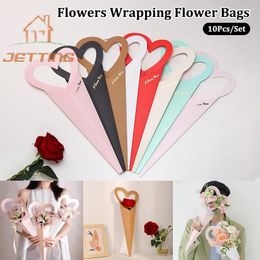 Enveloppe cadeau 10pcs / pack Love Flower Emballage Paper Box Bouquet Package Arrangement Shop Sac à main