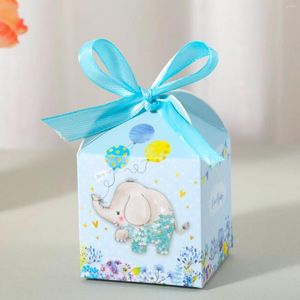 Cadeauverpakking 10 stks / pak draagbare papieren doos roze blauw handheld met lint verjaardagsfeestje babyshower voor kinderen decor