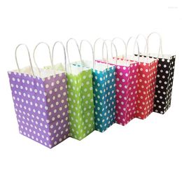 Emballage cadeau 10 pièces sac en papier Kraft à pois avec poignées vente Festival sacs bricolage multifonction Shopping