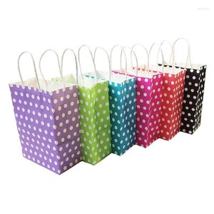 Regalos de regalos 10pcs Bag Polka Polka Kraft con manijas de venta Bolsas del festival DIY Compras multifunción