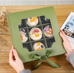 Enveloppe cadeau 10pcs Boîte en papier avec fenêtre Fête de mariage rose couronne rose Kraft Cake Food Packaging Boîtes de la Saint-Valentin