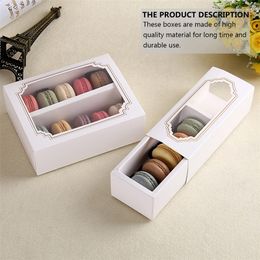 Geschenkomschakeling 10 stcs papier macaron box cake met raamverpakking macaroon dessert transparante verpakkingen ES 220913