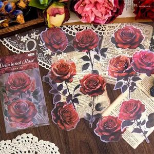 Cadeaupapier 10st PET-sticker Waanvoorstellingen Rose Red Passionate Crafts Love Package Decoratiemateriaal Achtergrond Scrapbook 154 88MM