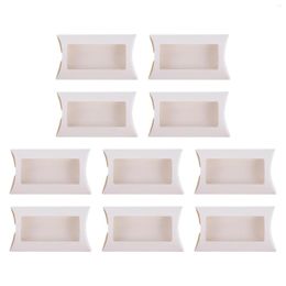 Geschenkomschakeling 10 stks kussen snoepdoos pvc helder venster kraft papier kerstdozen tassen bruiloft gunsten verjaardag s