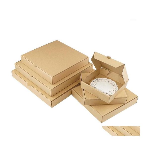 Emballage cadeau 10 pièces/boîte à pizza papier kraft pizza prend en charge la taille et l'impression personnalisées1 livraison de goutte maison jardin fête fournitures événement Dhqcm