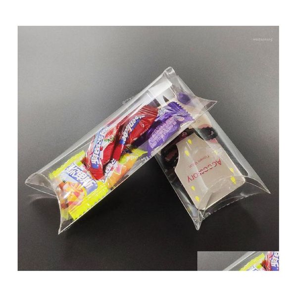 Emballage Cadeau 10 Pcs En Plastique Oreiller Cookie Boîte De Bonbons Transparent Cadeaux Emballage Faveurs De Mariage Pour Les Invités Décoration De Fête Fournitures1 Dro Dhqk6