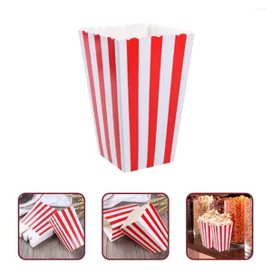 Cadeaupapier 10 stuks Popcorndozen Rood Wit Gestreept Patroon Zakken Papierhouders Filmnacht Klassieke bekeropslagcontainer Tubs