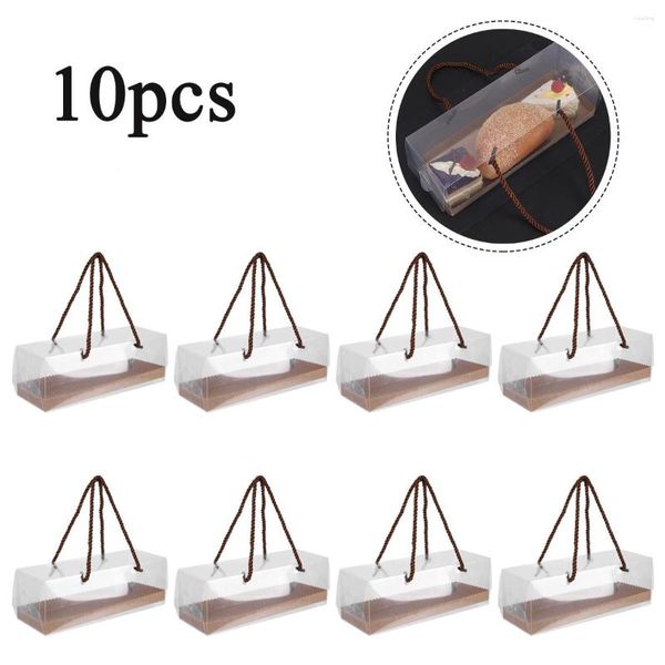 Cadeau cadeau 10pcs boîtes à gâteaux portables et boîte d'emballage avec poignée rectangle dessert conteneur cuisson stockage mariage