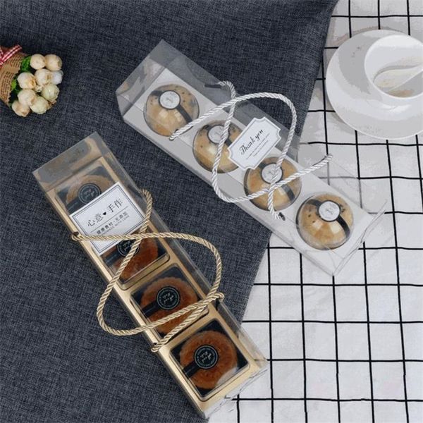 Emballage Cadeau 10 Pcs Portable Transparent Gâteau Cupcake Rouleau Boîtes Avec Poignée PET Emballage Dessert Conteneur Titulaire Partie Emballage Cadeau Boîte RRA