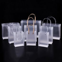 Gift Wrap 10 STUKS PVC Clear Tote Gift Verpakking Zakken PP Frosted Gift Bag met Handvatten Transparante Boodschappentas Custom 230802