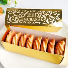 Cadeau cadeau 10pcs Ramadan Box Eid Mubarak Candy Cookie Boîtes Gold Hollow Kids Emballage Décoration 2024 Fête musulmane