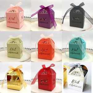 Geschenkomschakeling 10 stcs Ramadan Eid Mubarak Candy Boxes Party Treat Favors boxessquare kleurenlint voor decorbenodigdheden 13Styles