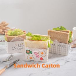 Emballage cadeau 10 pièces Sandwich emballage papier boîte jetable repas boîtes toast pain Burger cuissons plateau petit déjeuner cuisson emballage