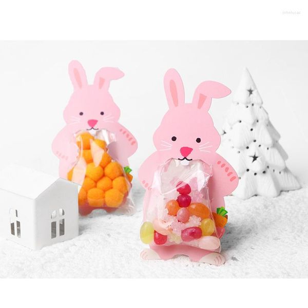 Papel de regalo 10 unids/set lindo Animal oso bolsa con tarjetas de felicitación Pascua zanahoria caramelo conos Transprant plástico niños