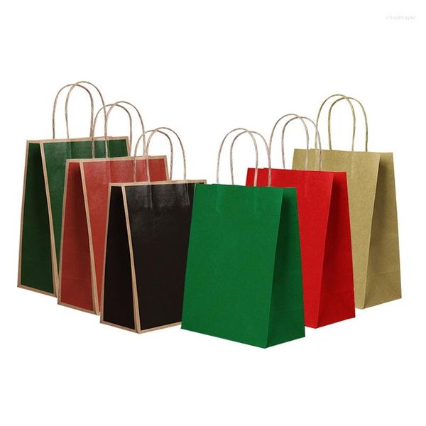 Cadeau cadeau 10pcs / set sac en papier kraft sacs d'emballage colorés créatifs femmes décoration sac à main cadeaux de fête de mariage boîte pour les invités