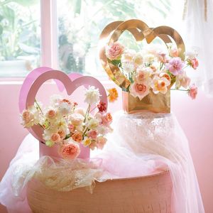 Geschenkwikkeling 10 stcs/Set Wedding Box Love Heart Bruidsmeisje Bloem inpak papieren zakken feest gunsten benodigdheden rozenopslagboxen