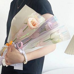Enveloppe-cadeau 10pcs Single Rose Manches de fleurs transparentes Bouquet d'emballage Sacs de mariage Party Saint-Valentin Bag DIY