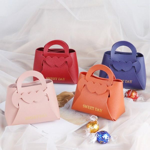 Cadeau cadeau 10pcs petit sac en cuir PU pochette de faveur avec poignée sacs d'emballage pour les affaires de maquillage bijoux artisanat fournitures d'emballage