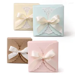Cadeau cadeau 10pcs carrés savon à la main boîtes d'emballage pliantes pour mariage anniversaire baby shower fête de Noël bonbons (avec ruban)