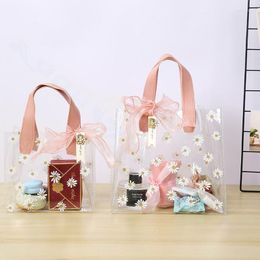 Geschenkomschakeling 10 stand verdikt madeliefje transparante PVC -tas met handvat bruiloft Verjaardagsfeestjes Tassen winkelen Candy Box Supplies