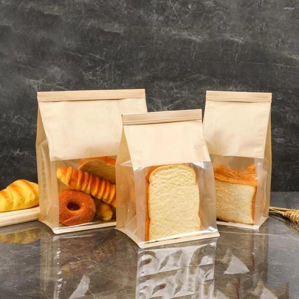 Emballage cadeau 10pcs - Emballage de sac de pain grillé auto-scellant fil de pain bord roulé cuisson gâteau de biscuit transparent