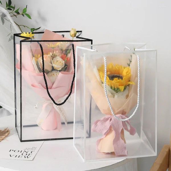 Cadeau cadeau 10pcs sac transparent fleurs bouquet sacs portable fête de mariage de poche pour invité baby shower fournitures d'anniversaire