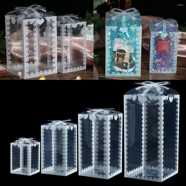 Cadeau cadeau 10pcs transparent imprimé PVC boîtes anniversaire fête de mariage décor Valentine chocolat bonbons boîte gâteau emballage cadeaux d'événement