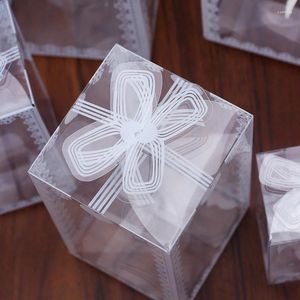 Enveloppe cadeau 10pcs Transparent PVC Box Anniversaire mariage Valentin Faven Cake Packaging Chocolate Candy Dragee Party Party