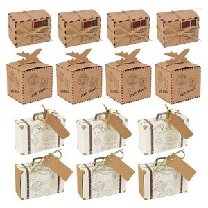 Geschenkomschakeling 10 stks Travel koffer Candy Box Kraft Paper chocolade verpakkingen Dozen trouwfeestjes voor gasten verjaardagsdecoratie