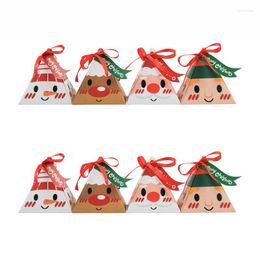Papier Cadeau 10 Pcs Triangle De Noël Boîte De Papier Père Noël Biscuits Boîtes D'emballage De Bonbons Party Favors Xmas Year Navidad Décoration