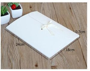 Geschenkomschakeling 10 stcs Vintage Blank Kraft Paper Box Diy Multifunction Envelop Postkaart Bruin Pakket Wit met lint1