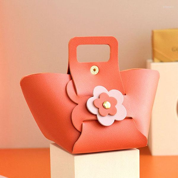Cadeau cadeau 10pcs faveur de mariage orange souhaits boîte et sacs avec poignée en cuir souple retour pour anniversaire baby shower