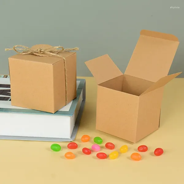 Envoltura de regalo 10 unids Caja de cartón blanco DIY para galletas de jabón Embalaje de joyería Pastel de caramelo Hornear Papel Kraft