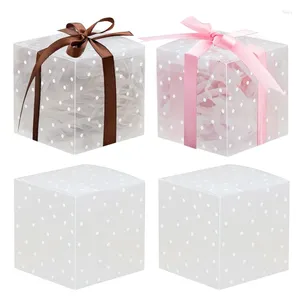 Cadeaupapier 10st Wit Frosted Dot Snoepdoos PVC Vierkant Plastic Verpakking Zak Bruiloft Verjaardag Feestartikelen