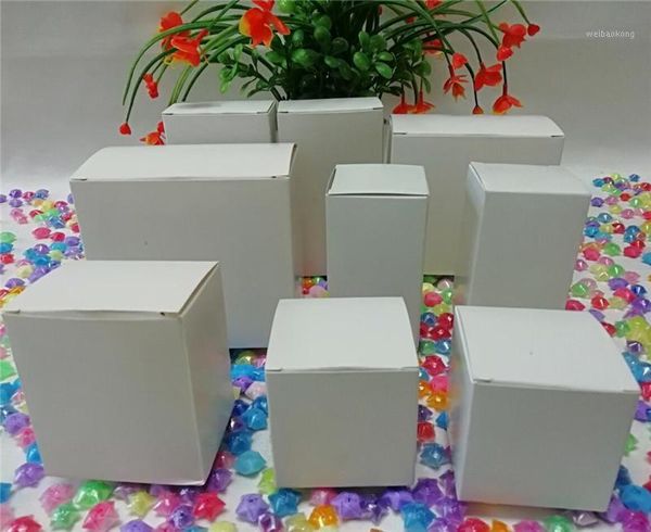 Papel de regalo 10 Uds. Cajas de papel Kraft blancas caja de embalaje de dulces de cartón pequeña joyería en blanco embalaje de Boutique 5 tamaños 1