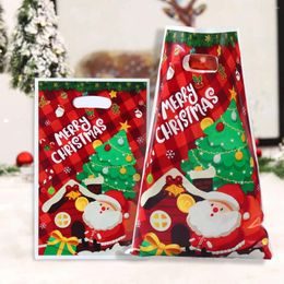Enveloppe-cadeau 10pcs Année 2024 Candy Sac Santa Snowflake Crisp DrawString Merry Christmas Decorations For Home Noel Present