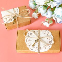 Envoltura de regalo 10Set DIY Multi -tamaño Kraft Kraft Paper Paper Caja de caramelo hecho a mano Favor de la fiesta de bodas