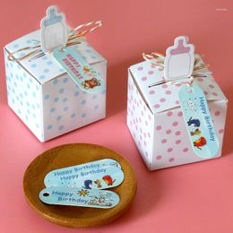 Geschenkwikkeling 10sets schattige fopspeenfles papier snoepdoos bule roze dot feest voorstander van kinderen baby shower verjaardag decoratie met tag