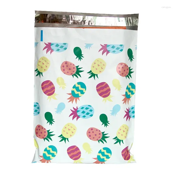 Cadeau cadeau 10x13inch sac de courrier couleur ananas impression express sacs petites fournitures d'affaires emballage enveloppe mailing 100pcs