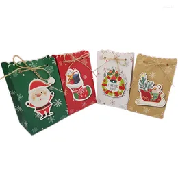 Enveloppe-cadeau 12/26/36/48pcs Joyeux Noël Sacs d'emballage Kraft Cookie Cuisine Poule Poule Party Favors pour les invités Navidad Year Decor