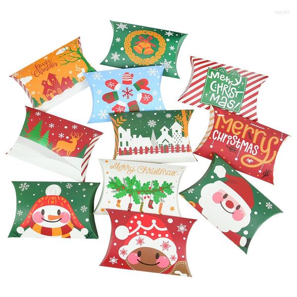 Emballage cadeau 12/24 pièces boîte d'oreiller de noël boîtes d'emballage de bonbons enfants faveurs sacs année Noel Navidad fête fournitures