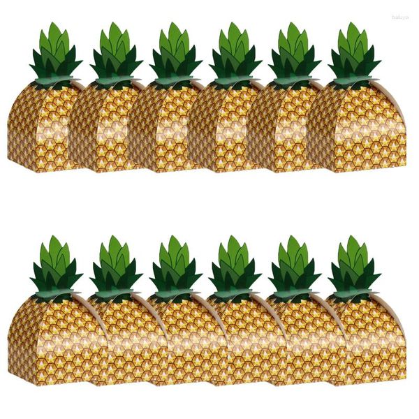 Cadeau cadeau 12 / 24pcs boîtes de bonbons en papier d'ananas pour la fête d'anniversaire tropicale hawaïenne décor Luau Summer Beach mariage emballage boîte sac