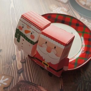 Emballage cadeau 12 5 7,5 cm 10pcs Red Christmas Santa Claus Snowman Paper Box Board Candy Sweet Chocolate Party Partaging