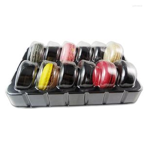 Geschenkwikkeling 12 holes Clear Cupcake Stand Franse bakaccessoires Macaron Box Packaging Macarons Containers Cookie Candy Packing Case