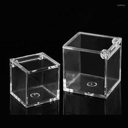 Papel de regalo 12 piezas Caja de dulces de acrílico Claro Favor de fiesta con tapa Mini Cubo cuadrado Almacenamiento para exhibición de joyas