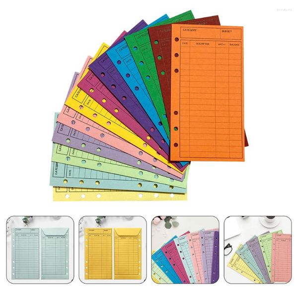 Envoltura de regalo 12 PCS Sobre de presupuesto Sobres de efectivo A6 Binder Blinder Suministros Clips de colores Planificador Moneda Negocio