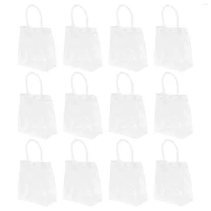 Cadeau cadeau 12 pcs sacs transparents pour cadeaux en plastique transparent avec poignée faveurs portables petits réutilisables