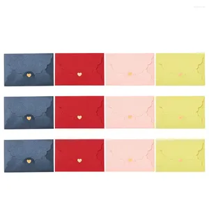 Emballage cadeau 12 pièces Enveloppes colorées Kraft Coeur Cartes vierges Taille parfaite Pochette de mariage