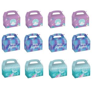 Emballage cadeau 12 pcs coloré sirène cadeau papier sacs océan mer vie coffrets cadeaux pour monde sous-marin créatures thème enfants anniversaire mariage 220913