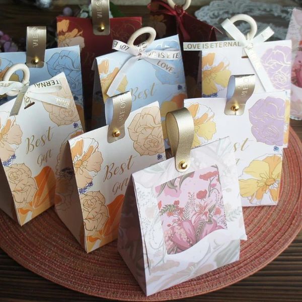 Enveloppe cadeau 12 PCS Gold Flohe Wish Boîte de papier design comme Chocolate Macaron Candy Packaging Boîtes d'anniversaire de mariage